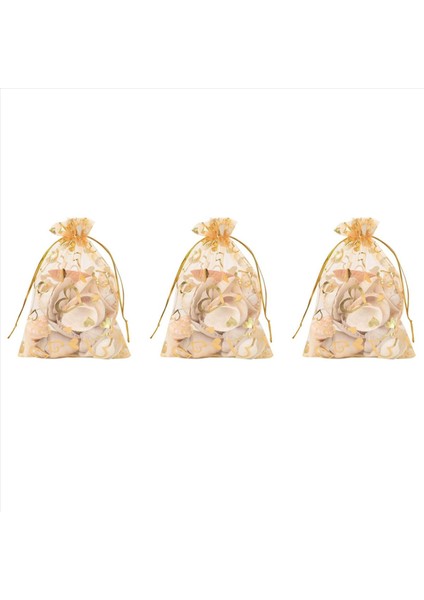 600PCS 9X12CM Sheer Brawstring Kalp Organze Takı Torbaları Düğün Partisi Noel Favor Çantaları (Altın) (Yurt Dışından) fiyatları