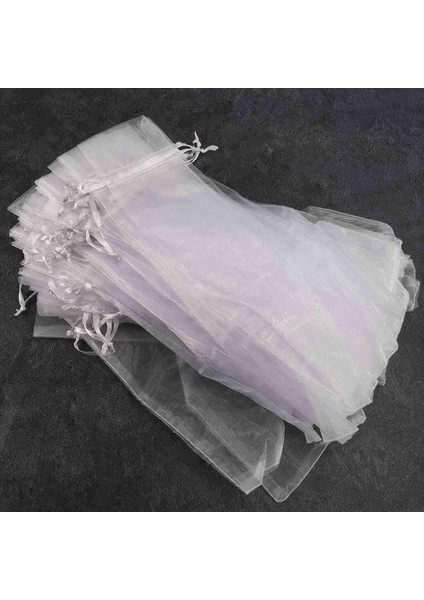 200PCS Beyaz Drawstring Organza Katlanır El Fan Pep Partisi Düğün Favor Çantaları (Yurt Dışından) fırsatları