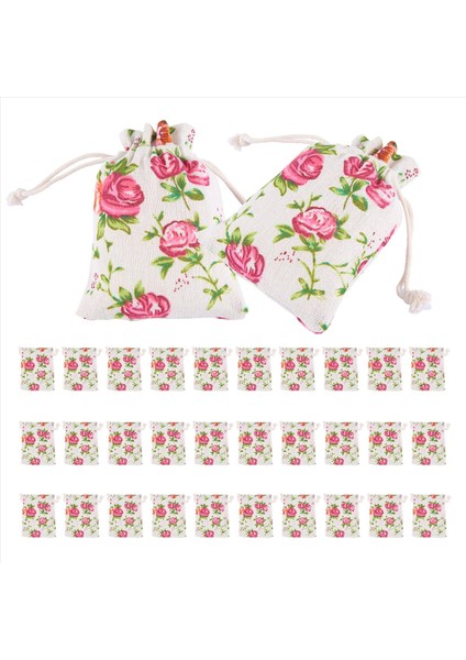 30 Paket Gül Çekme Çantaları Çuval Taşma Çiçek Çantası Çantalar Çantaları Dıy Craft Düğün Partisi Için Takı Torbaları (Yurt Dışından)