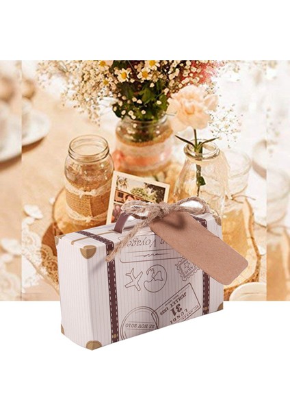 150PCS Mini Bavul Lehine Kutu Partisi Lehine Şeker Kutusu Vintage Kraft Kağıdı Etiketler ve Düğün Dekorasyonu Için Ip (Yurt Dışından) modelleri