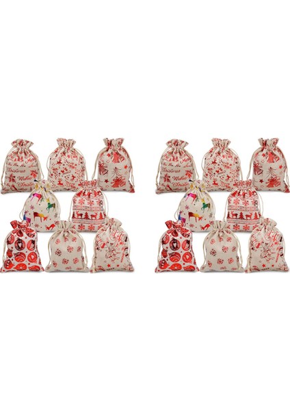 32PCS Noel Drawstring Çantaları Çarpık Torbası Şeker Sargısı Için Iyi Çantalar Noel Partisi Favor Malzemeleri (Yurt Dışından)