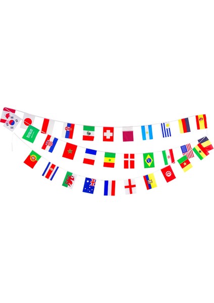 2022 Katar Dünya Kupası Için 8 Metre 32PCS Bayraklar Ipi Bayrağı Ülkeler Dünya Nations Flag Oyunları Asma Bayraklar (Yurt Dışından)