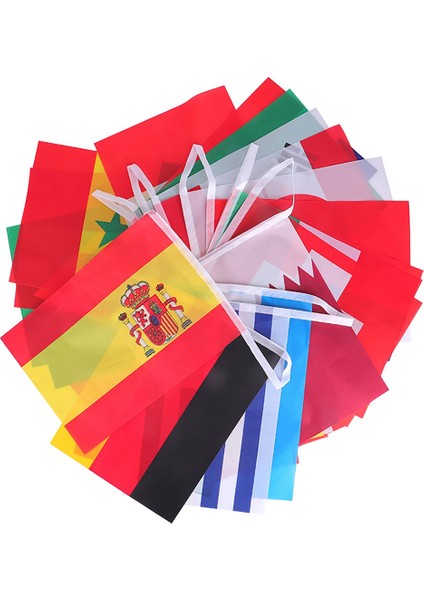 2022 Katar Dünya Kupası Için 8 Metre 32PCS Bayraklar Ipi Bayrağı Ülkeler Dünya Nations Flag Oyunları Asma Bayraklar (Yurt Dışından) fırsatları