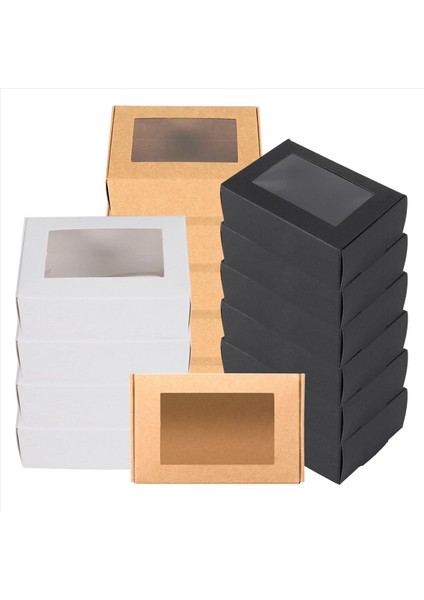 90 Pcs Mini Kraft Kağıt Kutusu Pencereli Mevcut Paketleme Kutusu Sabun Kutusu Fırın Şekeri (Siyah Kahverengi Beyaz) (Yurt Dışından) fiyatları