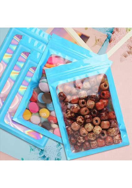 200PCS Yeniden Kapatılabilir Holografik Çantalar Gıda Depolama Partisi Için Net Bir Pencere ile Kokusu Geçirmez Mylar Kese (Yurt Dışından) modelleri