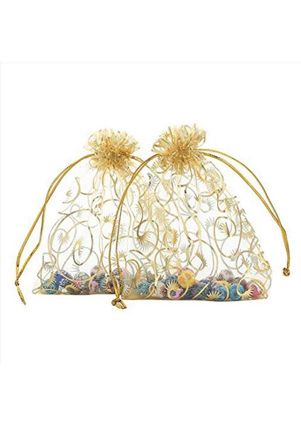 300PCS 10X15CM Kirpik Baskılı Altın Organza Çantaları Takı Torbası Çantalar Düğün Iyilikleri Için Organza Torbaları Şeker Çantaları (Yurt Dışından) fiyatları