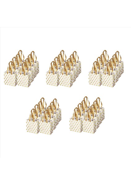 Şerit Kulplu Küçük Çantaları Altın Mini Çantası Doğum Günü Düğünleri Için Noel (Metalik Noktalar 40 Paket Toplu) (Yurt Dışından)