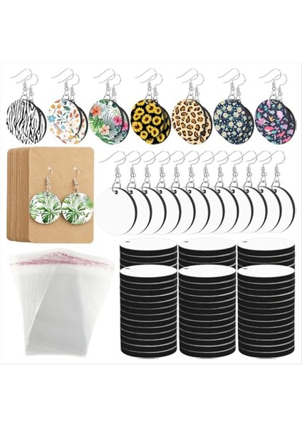 Küpe Kancaları Atlama Halkaları Kulak Tıkaçları Küpe Kartları Tutucu ve Şeffaf Ambalaj Torbaları ile Süblimasyon Küpe Boşlukları (Yurt Dışından)