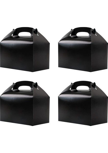 50 Adet Parti Iş Kutuları Beyaz Şeker Kutuları Parti Tutamaklı Kağıt Kurabiye Çantaları Gable Kutuları Siyah (Yurt Dışından)