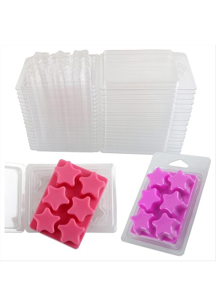 Balmumu Eriyik Kapları-6 Boşluk Temiz Boş Plastik Balmumu Eriyik Kalıpları-50 Paketler Çivi Şekli Kabuklu Tartlar Için Mumlar Eriyikler (Yurt Dışından)