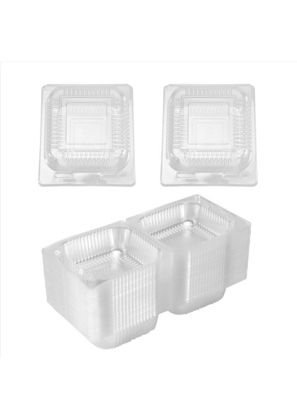 100PCS Tek Tek Bireysel Kek Dilim Kutuları Tatlı Kaplar Cheesecake Kutuları Istiflenebilir Kare Kutular Temiz Gıda Kutuları (Yurt Dışından)