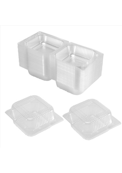 100PCS Tek Tek Bireysel Kek Dilim Kutuları Tatlı Kaplar Cheesecake Kutuları Istiflenebilir Kare Kutular Temiz Gıda Kutuları (Yurt Dışından) fırsatları