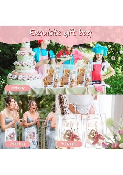 50PCS Tutamaklı Temiz Pvc Çantaları Yeniden Kullanılabilir Plastik Sargı Tote Çantalar Noel Partisi Için Şeffaf Alışveriş Çantası (Yurt Dışından)