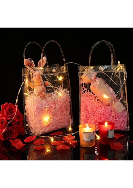 50PCS Tutamaklı Temiz Pvc Çantaları Yeniden Kullanılabilir Plastik Sargı Tote Çantalar Noel Partisi Için Şeffaf Alışveriş Çantası (Yurt Dışından) indirimleri