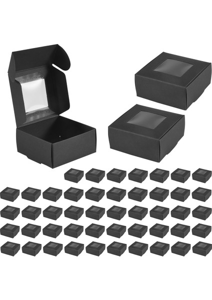 50 Adet Mini Kraft Kağıt Kutusu Pencereli Mevcut Paketleme Kutusu Ev Yapımı Sabun Kutusu Fırın Şekeri (Siyah) (Yurt Dışından) modelleri