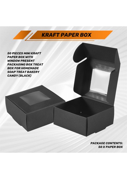50 Adet Mini Kraft Kağıt Kutusu Pencereli Mevcut Paketleme Kutusu Ev Yapımı Sabun Kutusu Fırın Şekeri (Siyah) (Yurt Dışından) fırsatları
