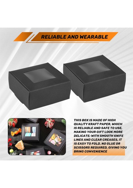 50 Adet Mini Kraft Kağıt Kutusu Pencereli Mevcut Paketleme Kutusu Ev Yapımı Sabun Kutusu Fırın Şekeri (Siyah) (Yurt Dışından) indirimleri