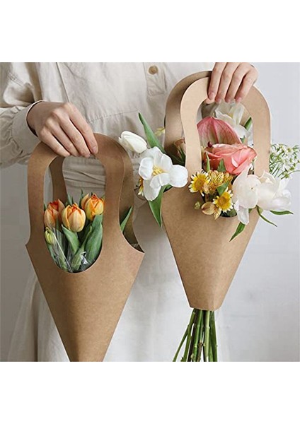 10PCS Kraft Kağıt Çiçekler Çantaları Buketler Çantalar ile Çiçek Saran Ev Dekorasyonu (Boyut Orta) (Yurt Dışından) fiyatları