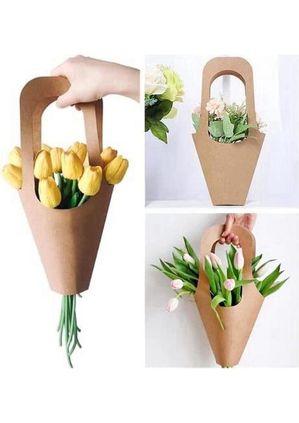 10PCS Kraft Kağıt Çiçekler Çantaları Buketler Çantalar ile Çiçek Saran Ev Dekorasyonu (Boyut Orta) (Yurt Dışından) modelleri