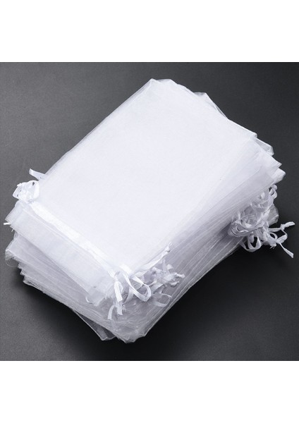 250 Adet 4 x 6 Inç Organze Çantaları Çekiliş Takı Torbaları Düğün Parti Lehine Çantalar (Beyaz) (Yurt Dışından) fırsatları