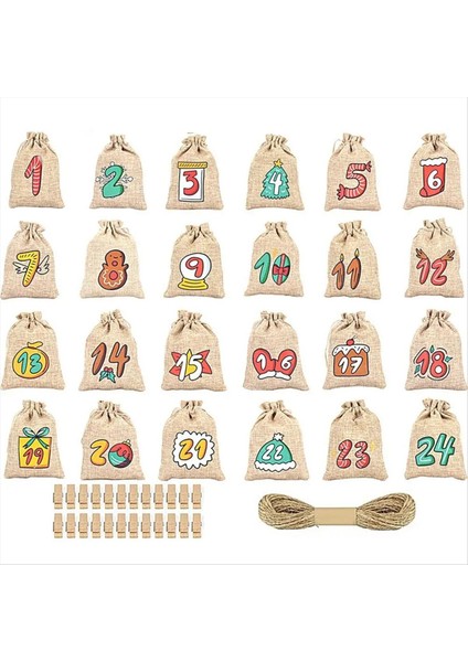 Noel Tavsiye Çanta Sevimli Noel Şeker Çantaları Partisi 24X Yeniden Kullanılabilir Çuval Bezi Tatil Noel Şeker Tutucu Malzemeleri (Yurt Dışından) fiyatları