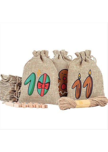 Noel Tavsiye Çanta Sevimli Noel Şeker Çantaları Partisi 24X Yeniden Kullanılabilir Çuval Bezi Tatil Noel Şeker Tutucu Malzemeleri (Yurt Dışından) modelleri