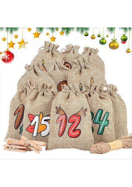 Noel Tavsiye Çanta Sevimli Noel Şeker Çantaları Partisi 24X Yeniden Kullanılabilir Çuval Bezi Tatil Noel Şeker Tutucu Malzemeleri (Yurt Dışından) fırsatları