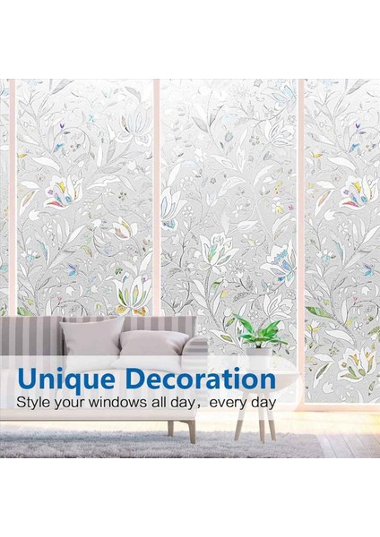 3x 3D Gökkuşağı Pencere Film Vitray Vinil Statik Olmayan Yapışkan Film Opak Gizlilik Koruyucu Tonu -45X100CM (Yurt Dışından) modelleri