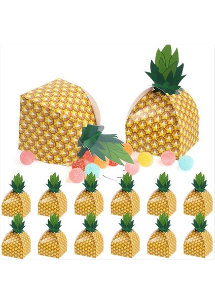 50PCS Ananas Şeker Kurabiye Kutusu Hawai Partisi Paketleme Kutusu Çantası Luau Yaz Doğum Düğün Dekorasyonu (Yurt Dışından)