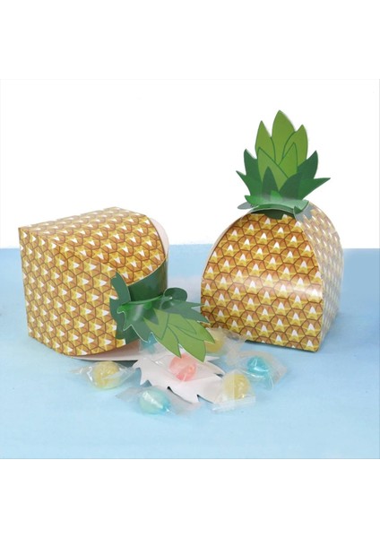 50PCS Ananas Şeker Kurabiye Kutusu Hawai Partisi Paketleme Kutusu Çantası Luau Yaz Doğum Düğün Dekorasyonu (Yurt Dışından) fırsatları