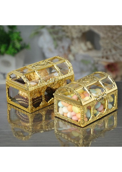 Yaratıcı Şeker Kutusu Hazine Göğüs Şekli Şeker Kapları Tutucu Depolama Vaka Partisi Malzemeleri Düğün (Altın) (Yurt Dışından) modelleri
