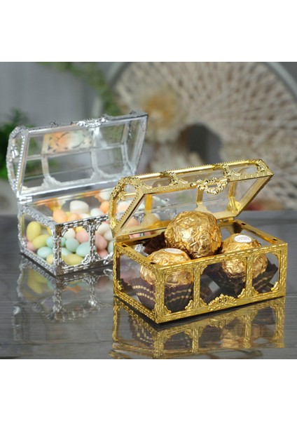 Yaratıcı Şeker Kutusu Hazine Göğüs Şekli Şeker Kapları Tutucu Depolama Vaka Partisi Malzemeleri Düğün (Altın) (Yurt Dışından) fırsatları