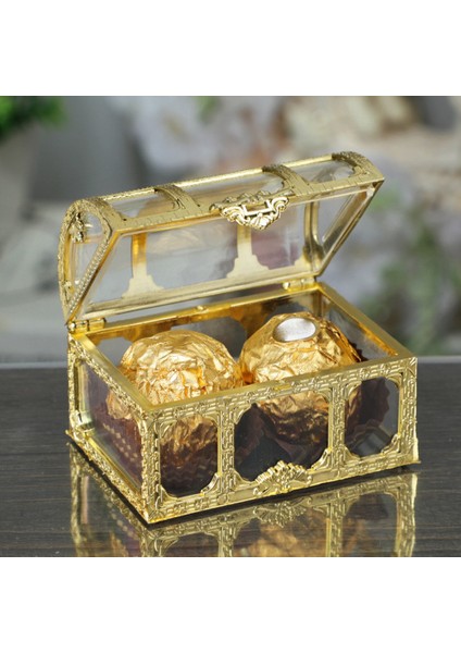 Yaratıcı Şeker Kutusu Hazine Göğüs Şekli Şeker Kapları Tutucu Depolama Vaka Partisi Malzemeleri Düğün (Altın) (Yurt Dışından) indirimleri