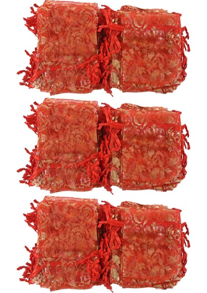 300PC 7X9CM Gül Organza Drawstring Takı Çantaları Poşetler Düğün Noel Partisi Leri Çantalar Kırmızı (Yurt Dışından)