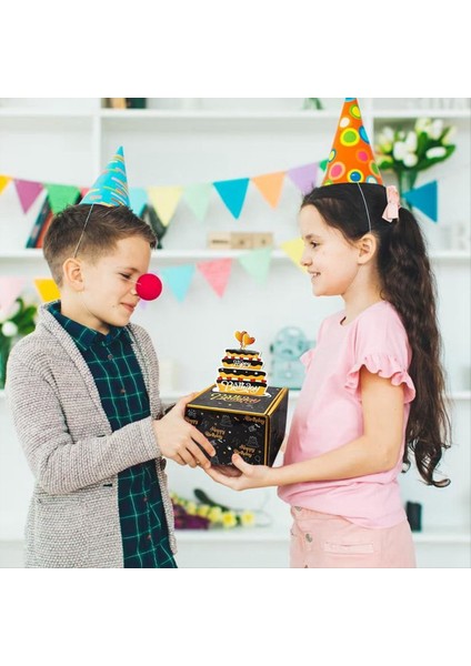 Nakit Çekme Için Mutlu Yıllar Para Kutusu Arkadaşlar ve Aile Için Kek Kartı ile Kutusu Siyah+Altın (Yurt Dışından) fiyatları