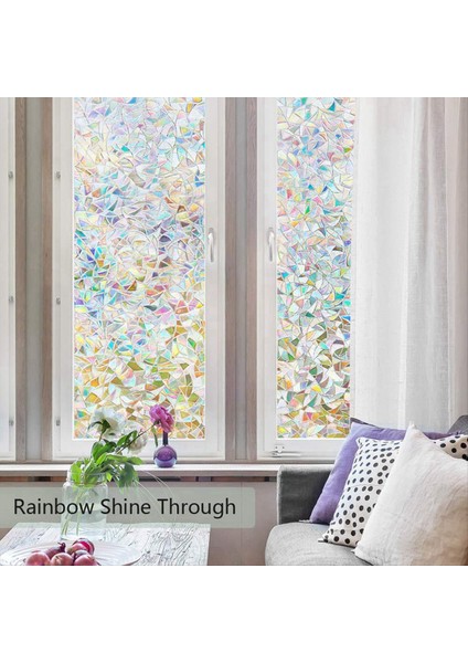 Gizlilik Için Pencere Filmleri Statik Yapışan Gökkuşağı Pencere Filmi Çıkarılabilir Tutkal Yok Pencere Ev Ofisi Için Kapaklar 60CM (Yurt Dışından) modelleri