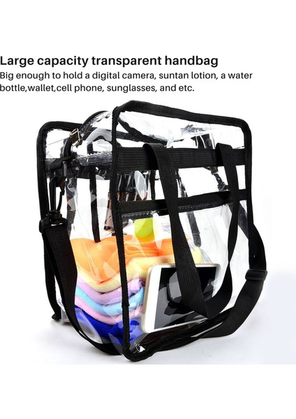 Temiz Tote Çantası Ayarlanabilir Omuz Askısı ve Fermuarlı Üst Stadyum Güvenlik Seyahati ve Spor Salonu Berrak Çantası Spor Için (Yurt Dışından) fiyatları