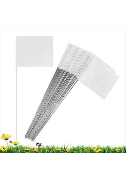 50 Paket Işaretleme Bayrakları Beyaz Avlu Bayrakları 15X4X5INCH Işaret Bayrakları Çim Bayrakları Işaretleri Sulama Bayrakları Peyzaj Bayrakları (Yurt Dışından)