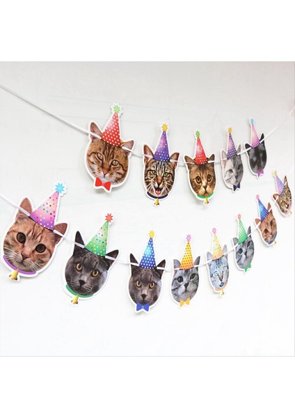 Pet Doğum Günü Afiş Karikatür Sevimli Kedi Köpek Kağıt Kiraz Kuşu Çelenk Kedi Köpek Doğum Günü Partisi Asma Afiş (Yurt Dışından) fiyatları