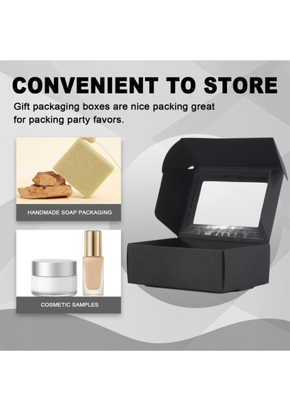 50 Adet Mini Kraft Kağıt Kutusu Pencereli Mevcut Paketleme Kutusu Ev Yapımı Sabun Kutusu Fırın Şekeri (Siyah) (Yurt Dışından) modelleri