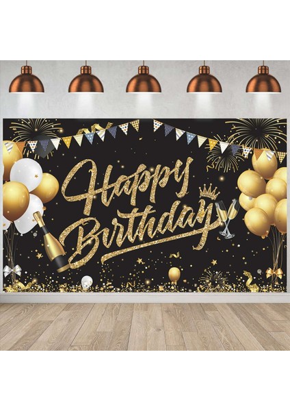 3x Doğum Günü Zemin Banner Siyah Altın Zemin Işareti Kızlar Için Mutlu Yıllar Partisi Dekorasyon Seti Erkek Kadın Kutlaması (Yurt Dışından) fiyatları