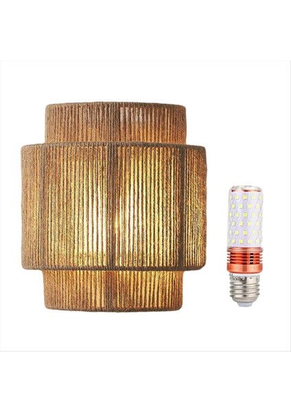 Japon Wabi-Sabi Retro Rattan Dokuma Duvar Lambası LED Duvar Aplikleri E27 Ampul Oda Yatak Odası Başucu Koridoru ile Yaşayan (Yurt Dışından)