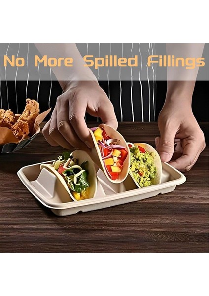 50 Adet Biyolojik Olarak Parçalanabilir Tek Kullanımlık Taco Tutucu 3 Bölme Kağıt Taco Plakası Parti Için Şeker Kamışı Liflerinden Yapılmış (Yurt Dışından) indirimleri
