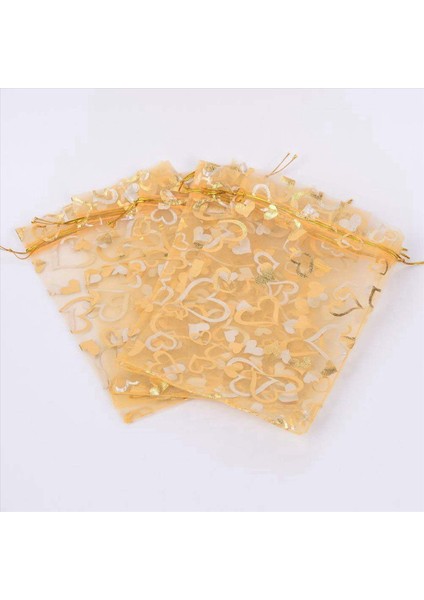 1000PCS 9X12CM Sheer Brawstring Kalp Organze Takı Torbaları Düğün Partisi Noel Favor Çantaları (Altın) (Yurt Dışından) fırsatları