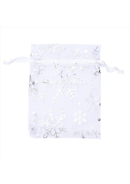 500 Pcs Organza Düğün Çantaları Drawstring Mücevher Torbası Çantalar Gümüş Beyaz Kar Tanesi Baskılı Sefer Parti Çanta Çantaları (Yurt Dışından) fiyatları