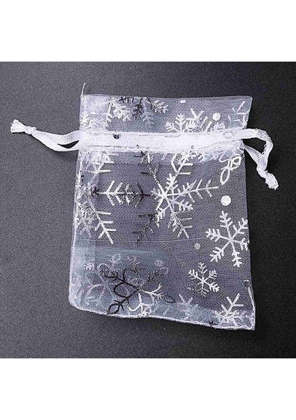 500 Pcs Organza Düğün Çantaları Drawstring Mücevher Torbası Çantalar Gümüş Beyaz Kar Tanesi Baskılı Sefer Parti Çanta Çantaları (Yurt Dışından) modelleri
