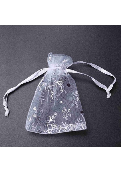 500 Pcs Organza Düğün Çantaları Drawstring Mücevher Torbası Çantalar Gümüş Beyaz Kar Tanesi Baskılı Sefer Parti Çanta Çantaları (Yurt Dışından) indirimleri