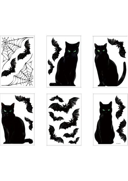 Cadılar Bayramı Dekorasyon Örümcek Net Yarasa Pencere Çıkartmaları Cam Pencere Aplike Cadılar Bayramı Dekorasyon Malzemeleri (Yurt Dışından)