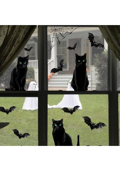 Cadılar Bayramı Dekorasyon Örümcek Net Yarasa Pencere Çıkartmaları Cam Pencere Aplike Cadılar Bayramı Dekorasyon Malzemeleri (Yurt Dışından) modelleri