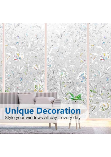 4x 3D Gökkuşağı Pencere Film Vitray Vinil Statik Olmayan Yapışkan Film Opak Gizlilik Koruyucu Tonu -45X100CM (Yurt Dışından) fırsatları